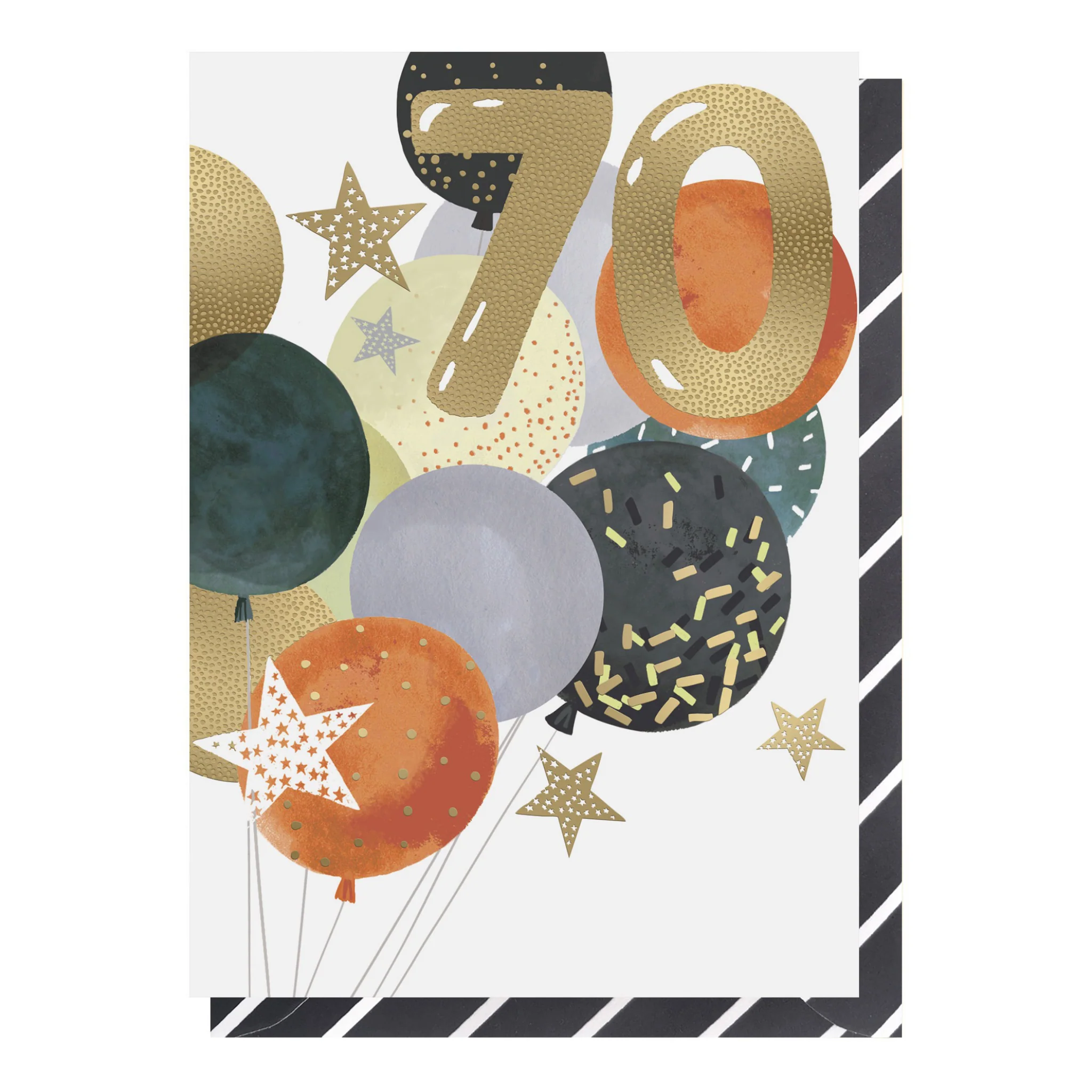 Age 70 Birthday Balloons And Stars Card