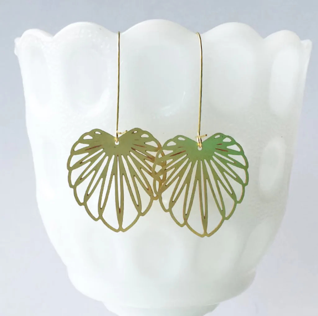 Art Nouveau Leaf Earrings Gold
