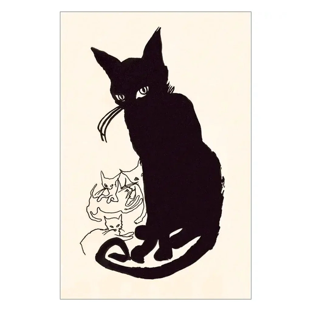 Black Cat Vintage Image Postcard