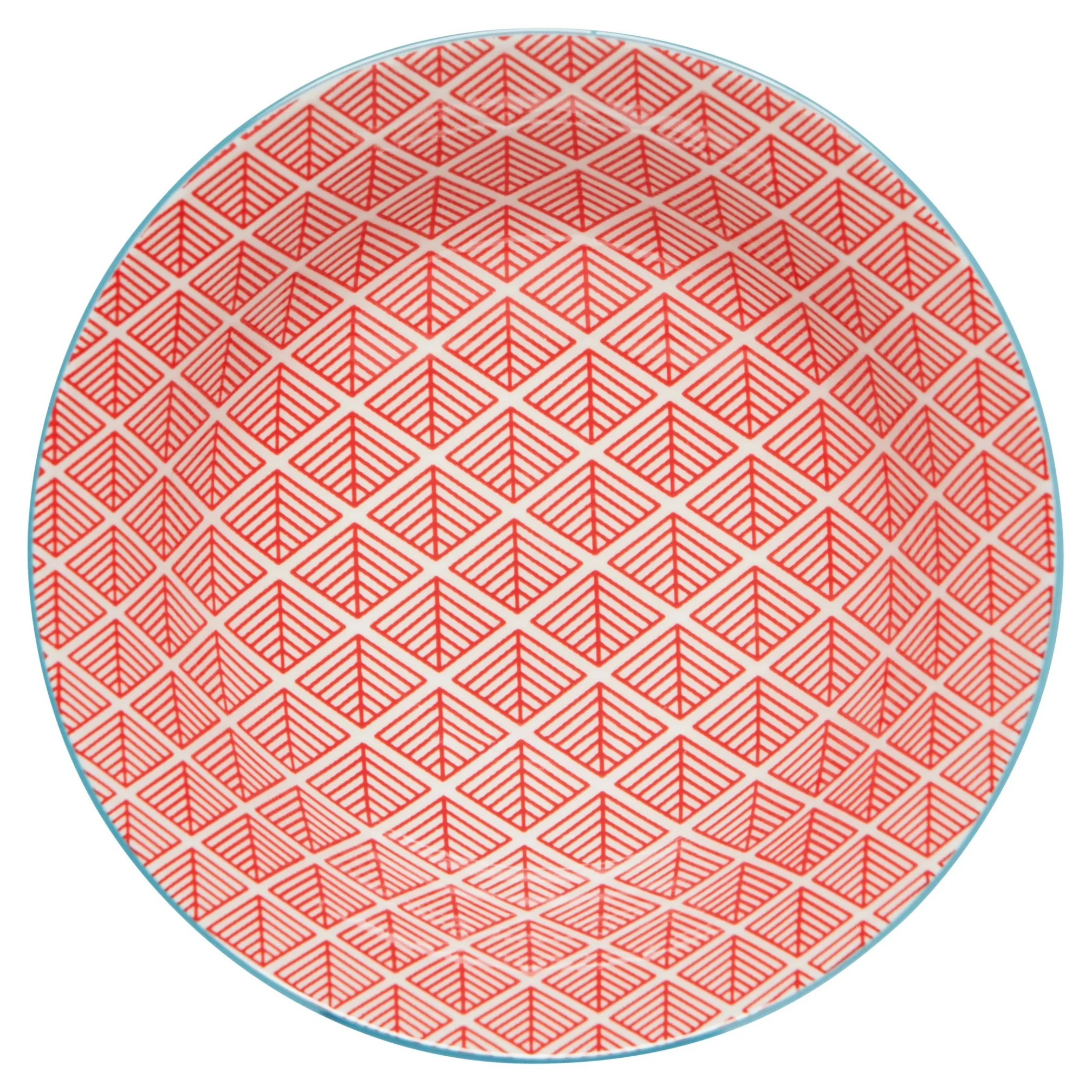 Blue Red Dash Stamped Bowl 8 Inch - Image 2