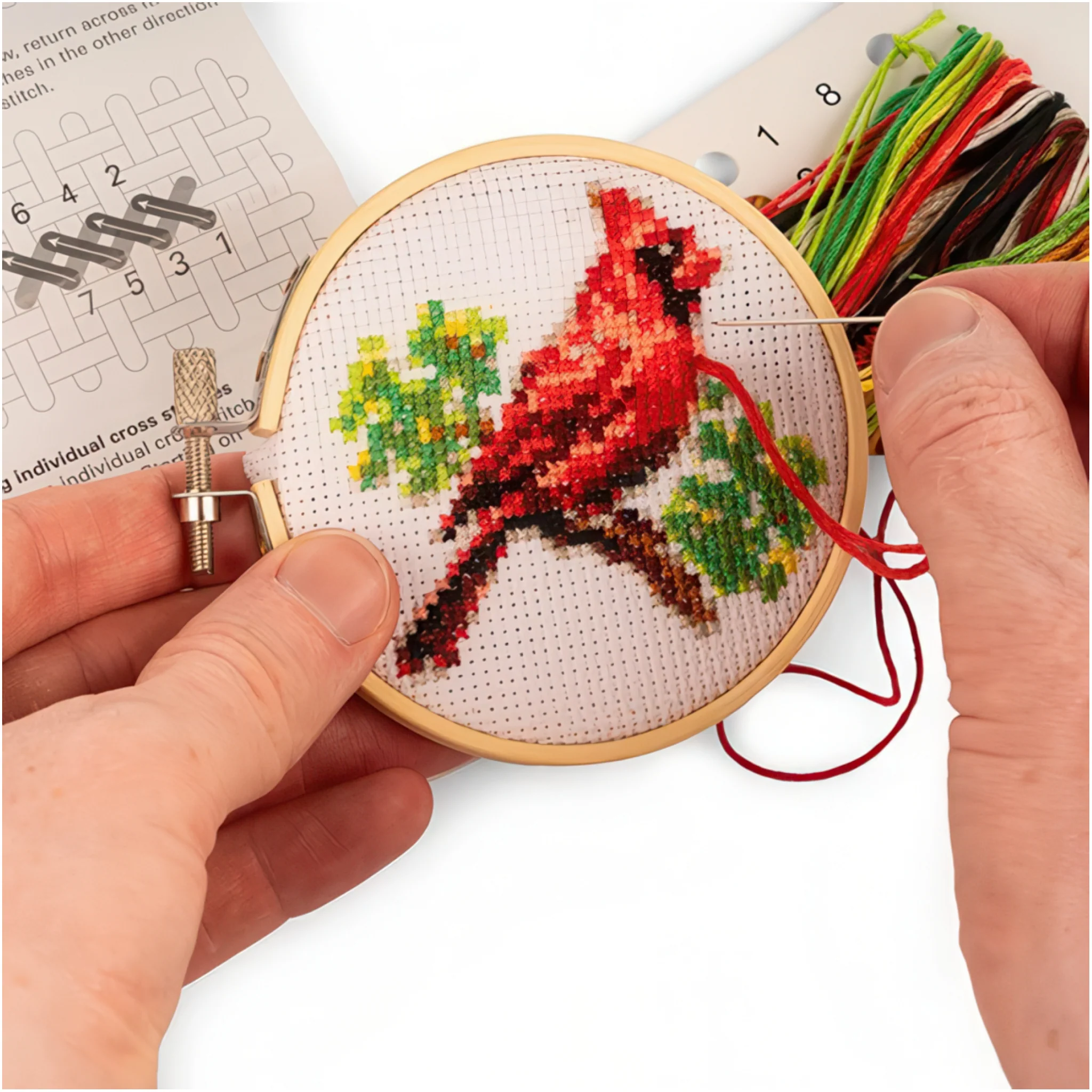 Cardinal Mini Cross Stitch Embroidery Kit - Image 2
