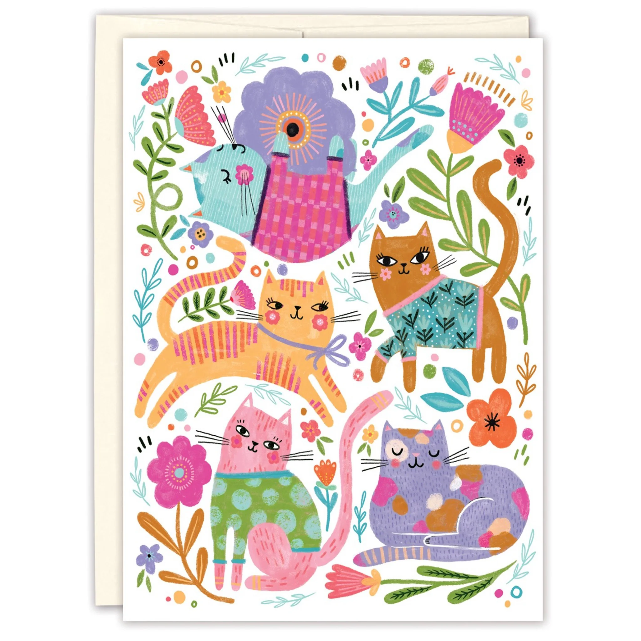 Colorful Cats Blank Card