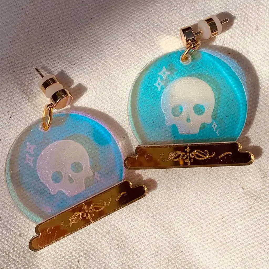 Crystal Ball Skull Earrings