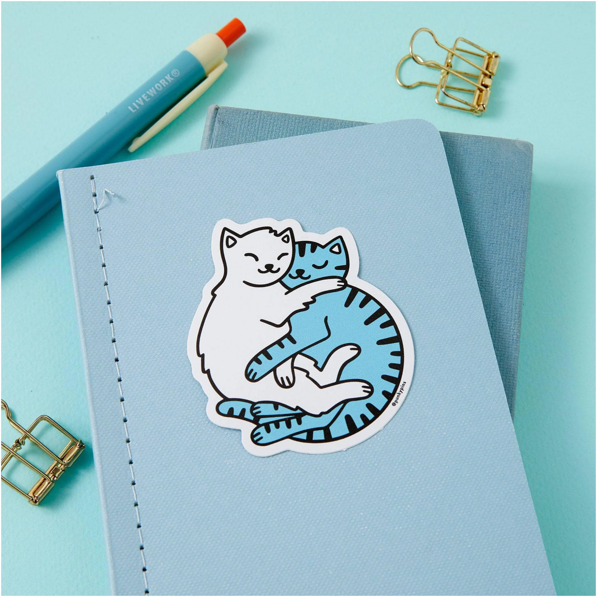 Cuddling Cats Vinyl Sticker - Image 2