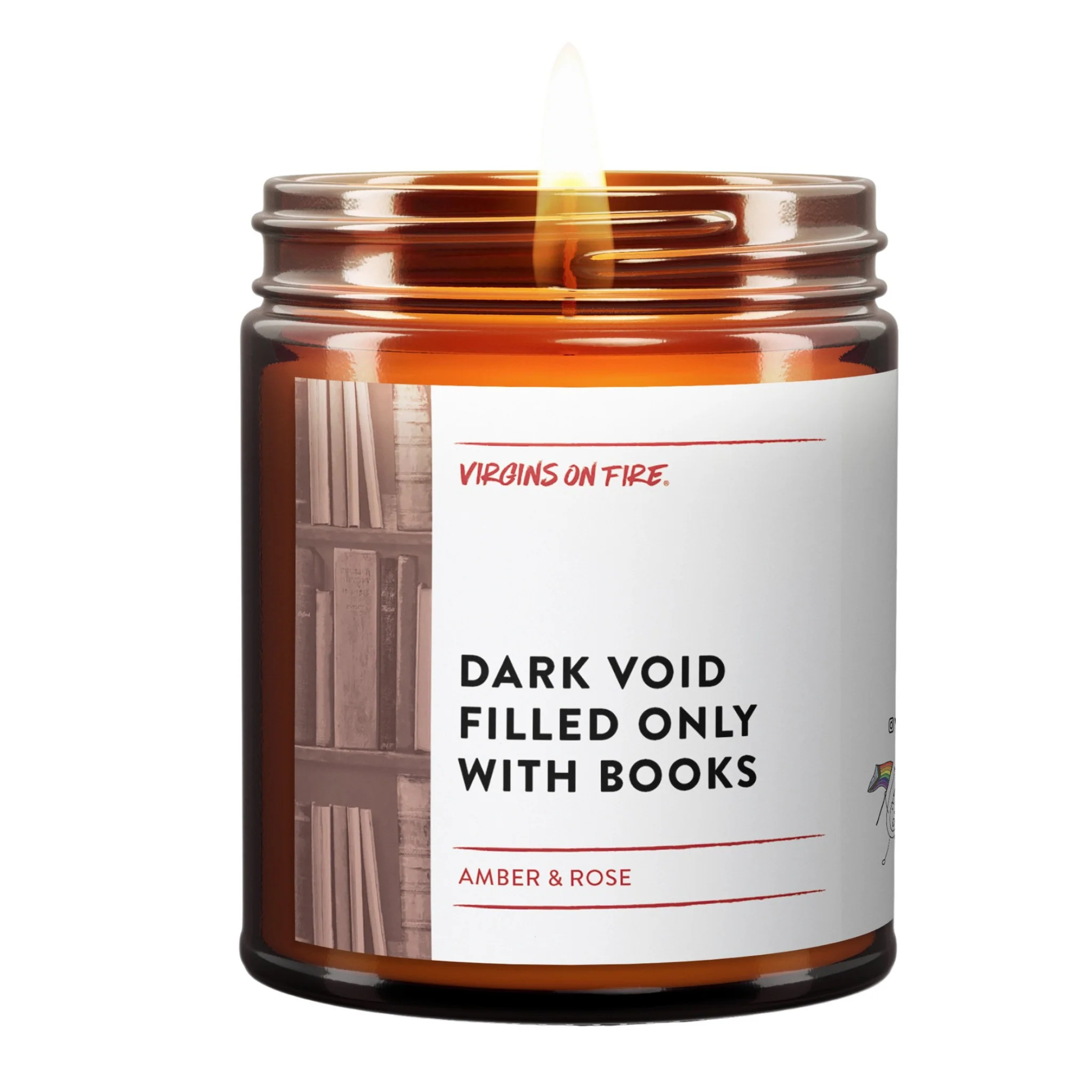 Dark Void Filled Only With Books Candle