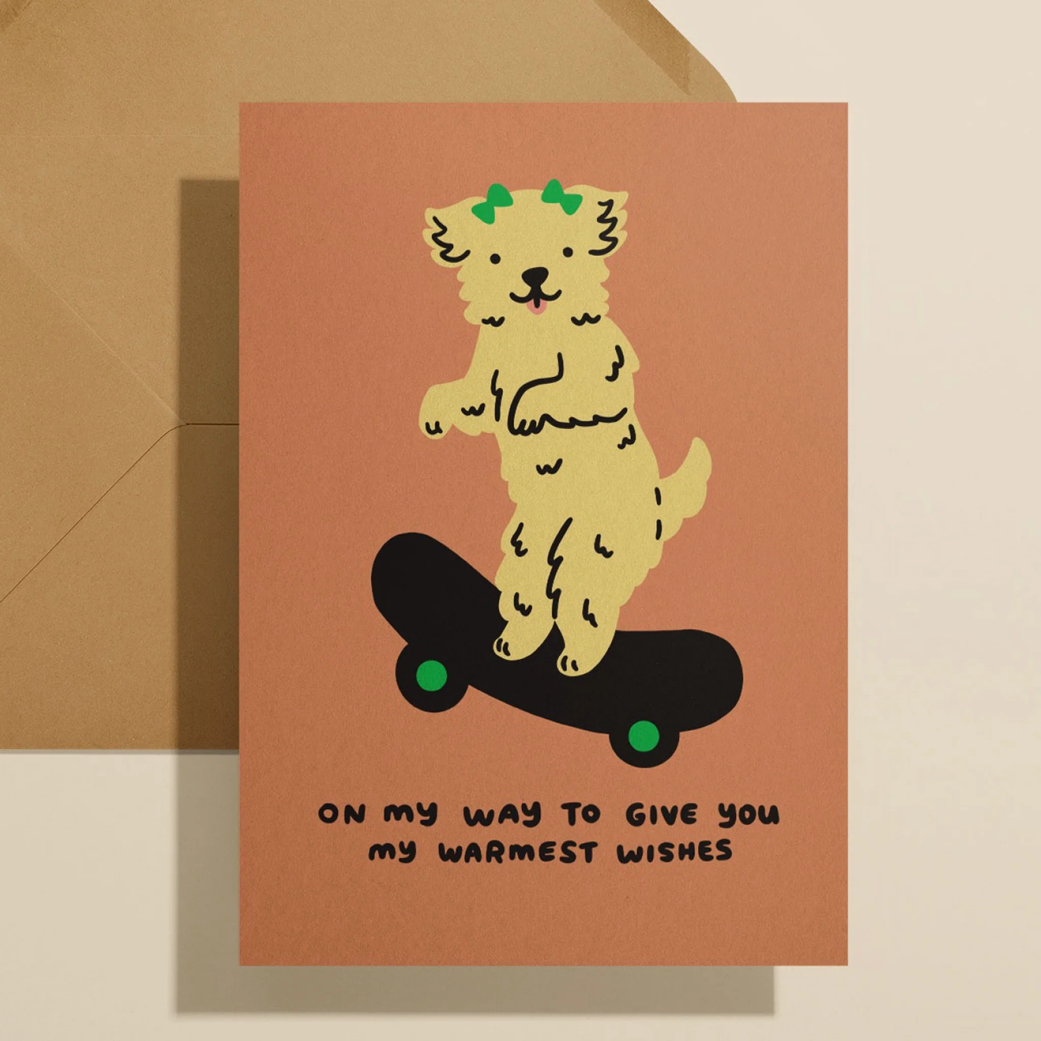 Dog On Skateboard Warmest Wishes Card