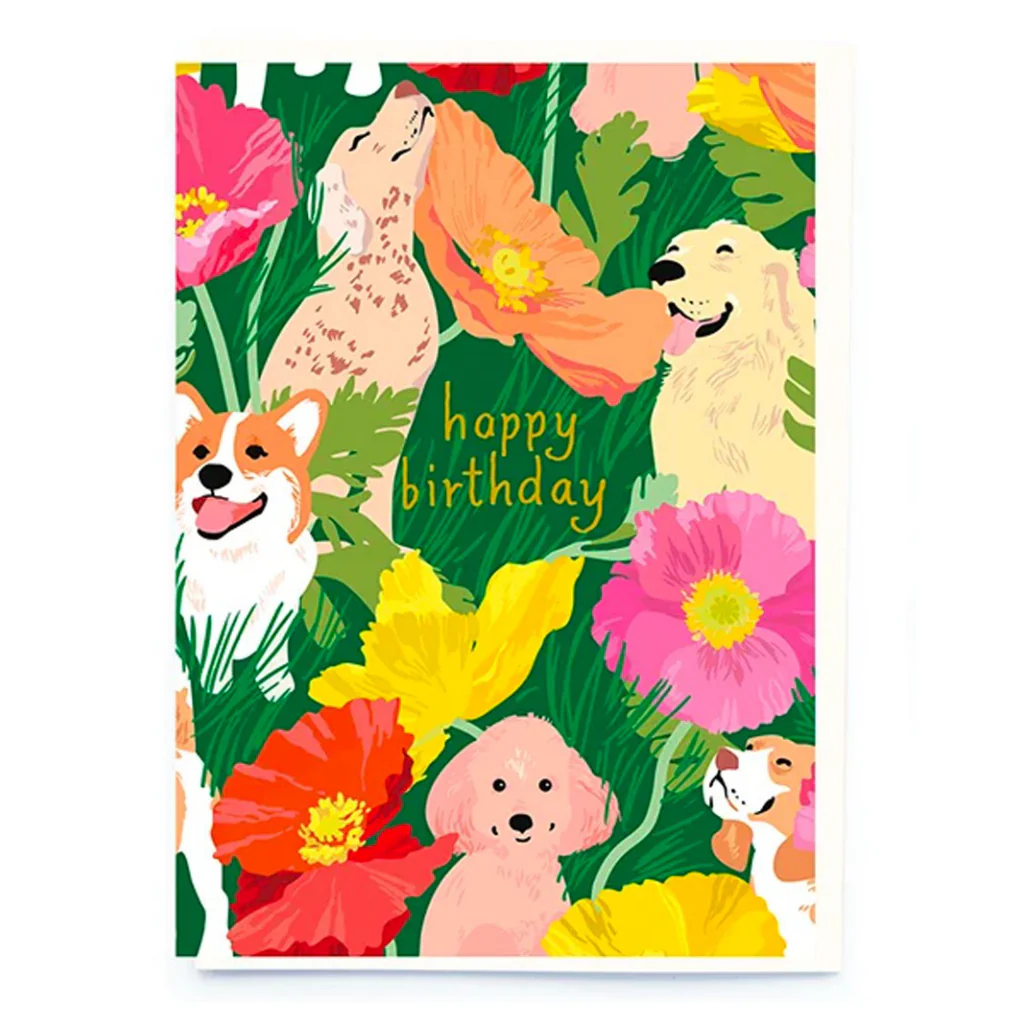 Dogs & Poppies Birthday Cards