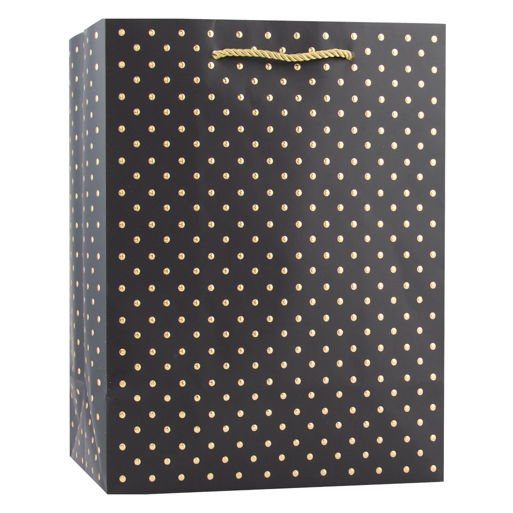 Gold Swiss Dots Black Medium Gift Bag