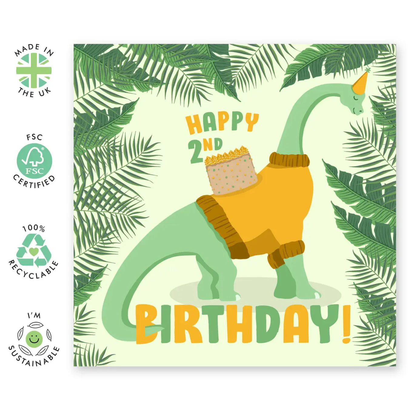 Happy 2nd Birthday Dino Card - Image 2