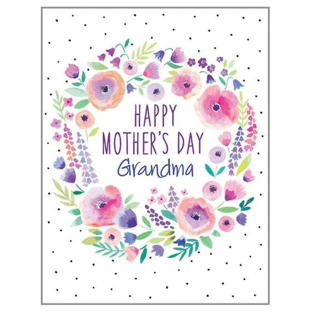 Happy Mother's Day Grandma Floral Wreath Card