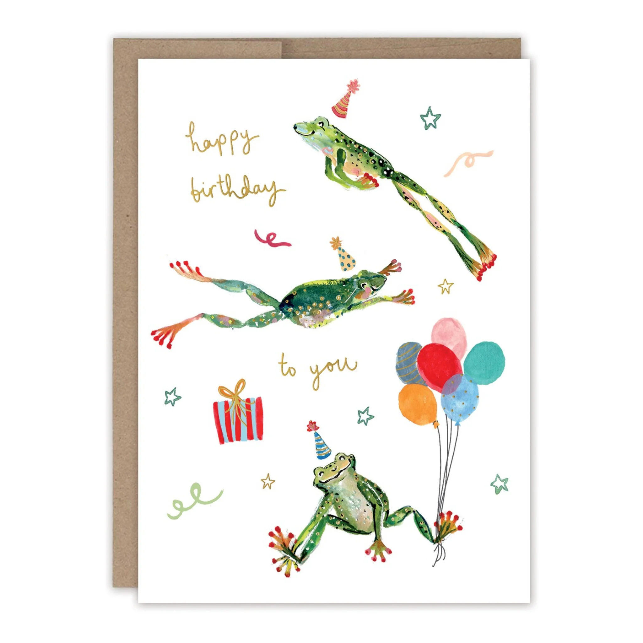 Leaping Frogs Birthday Card