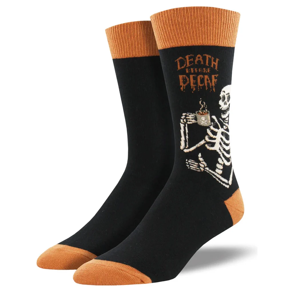 Men's Death Before Decaf Socks Black
