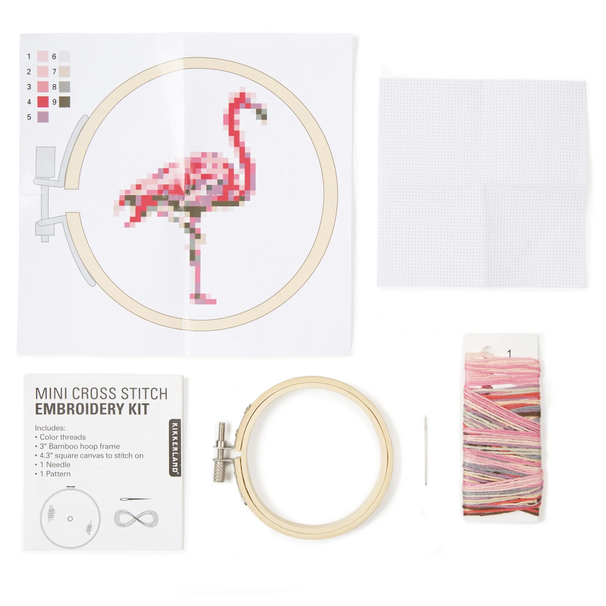 Mini Cross Stitch Embroidery Kit - Flamingo - Image 2