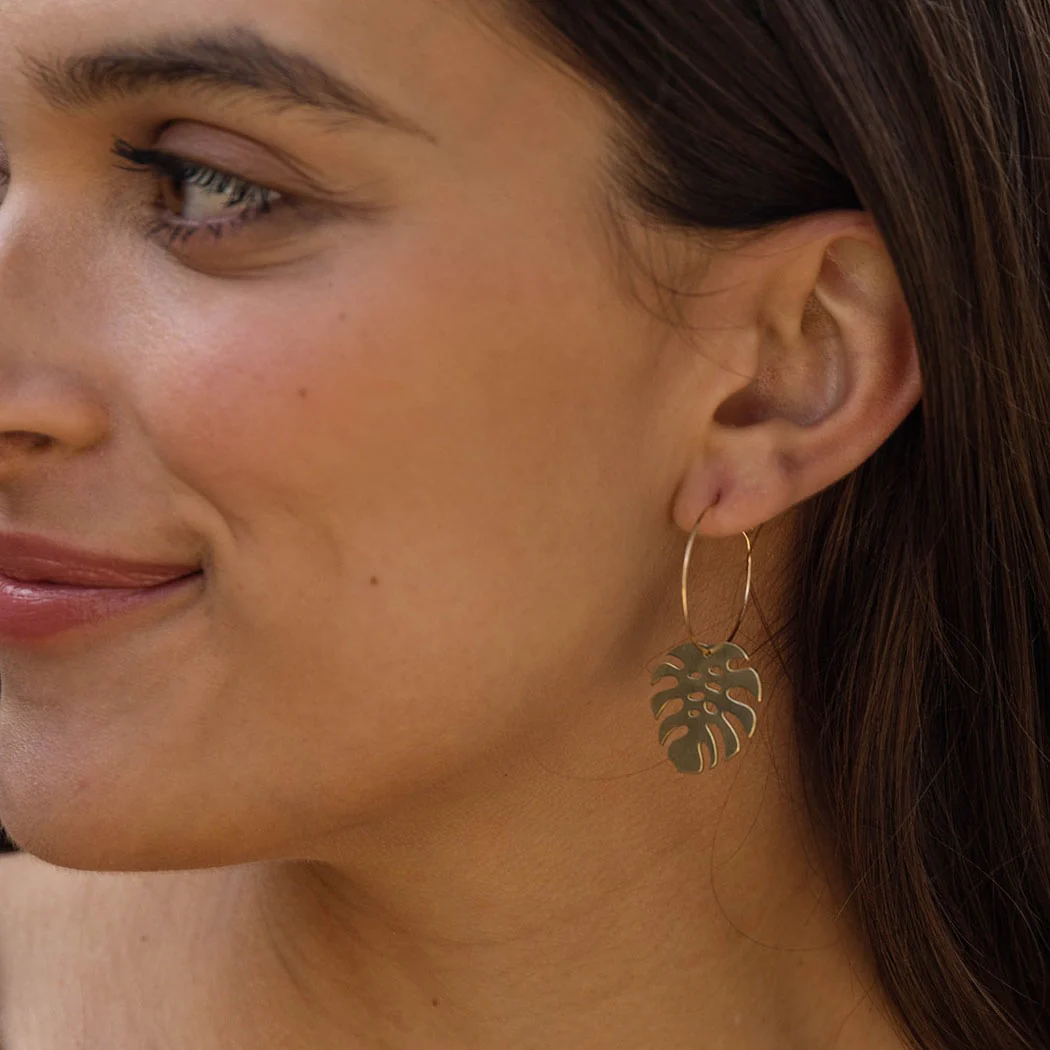 Monstera Hoop Earrings - Image 2