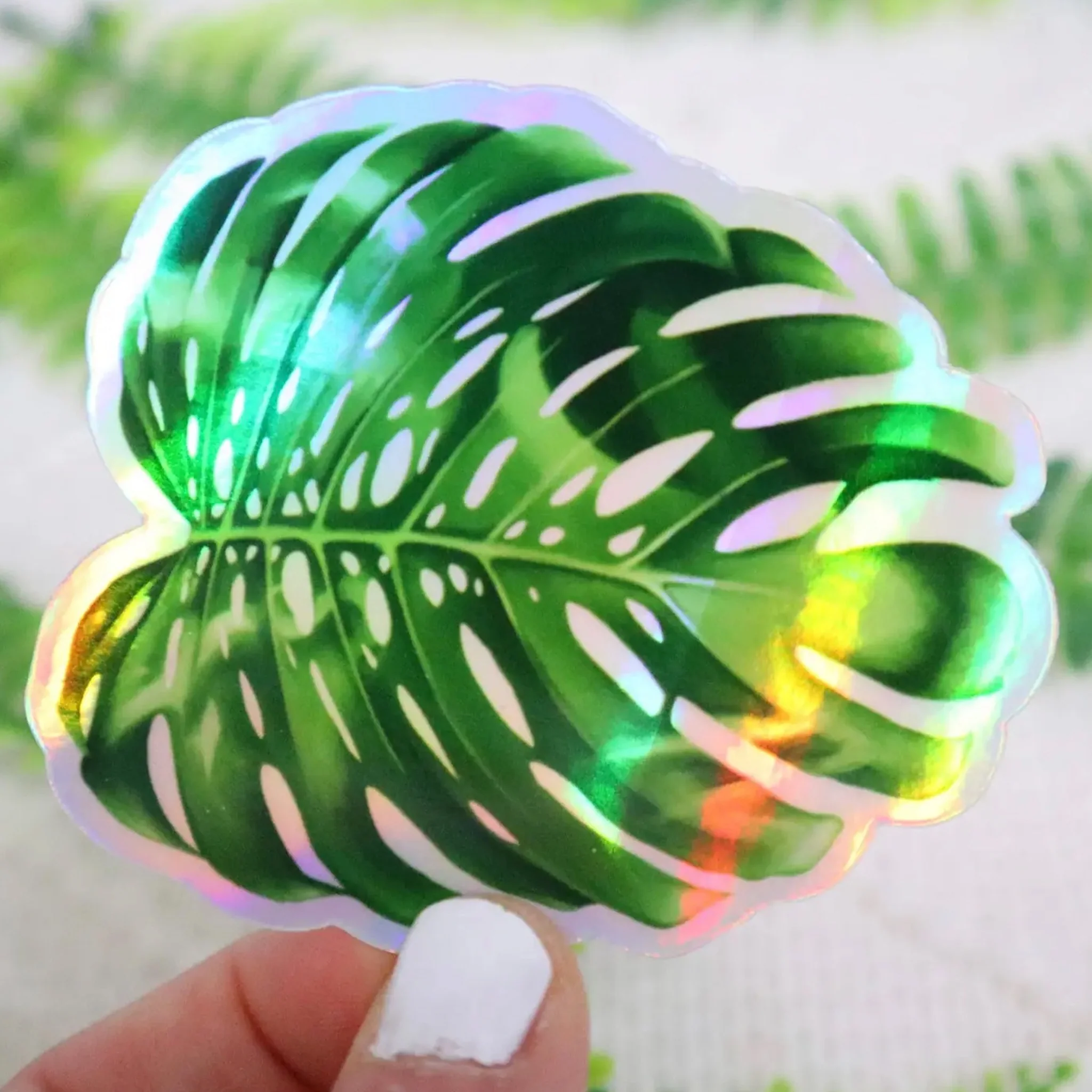 Monstera Leaf Holographic Sticker