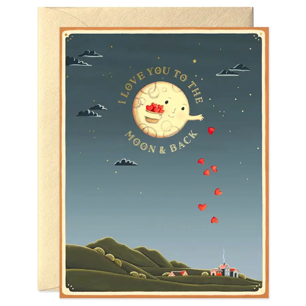 Moon and Back Hearts Card