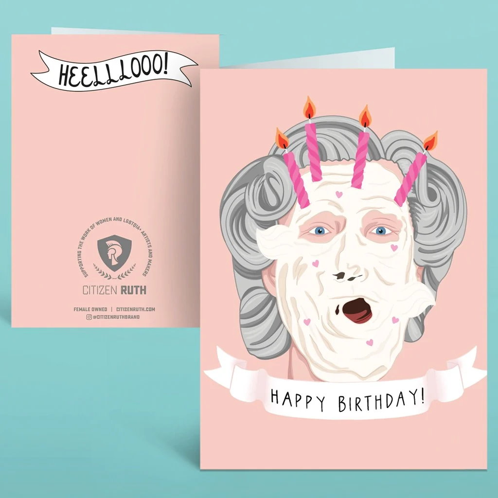 Mrs. Doubtfire Cake Face Birthday Card