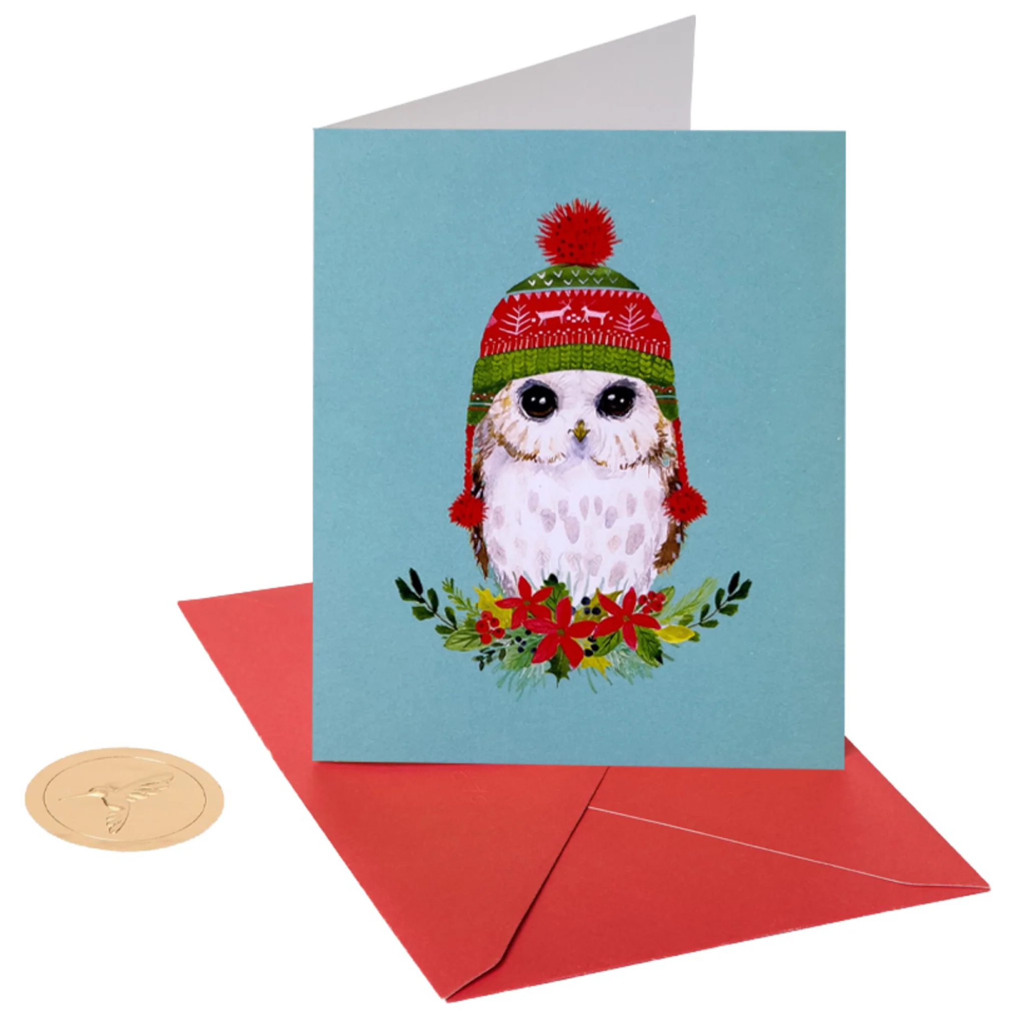 Owl in Festive Hat Boxed Holiday Cards