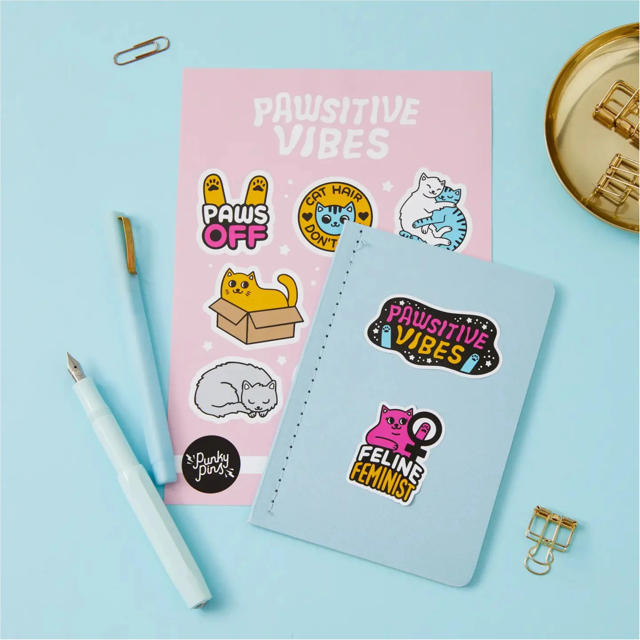 Pawsitive Vibes Cats Vinyl Sticker Sheet - Image 2