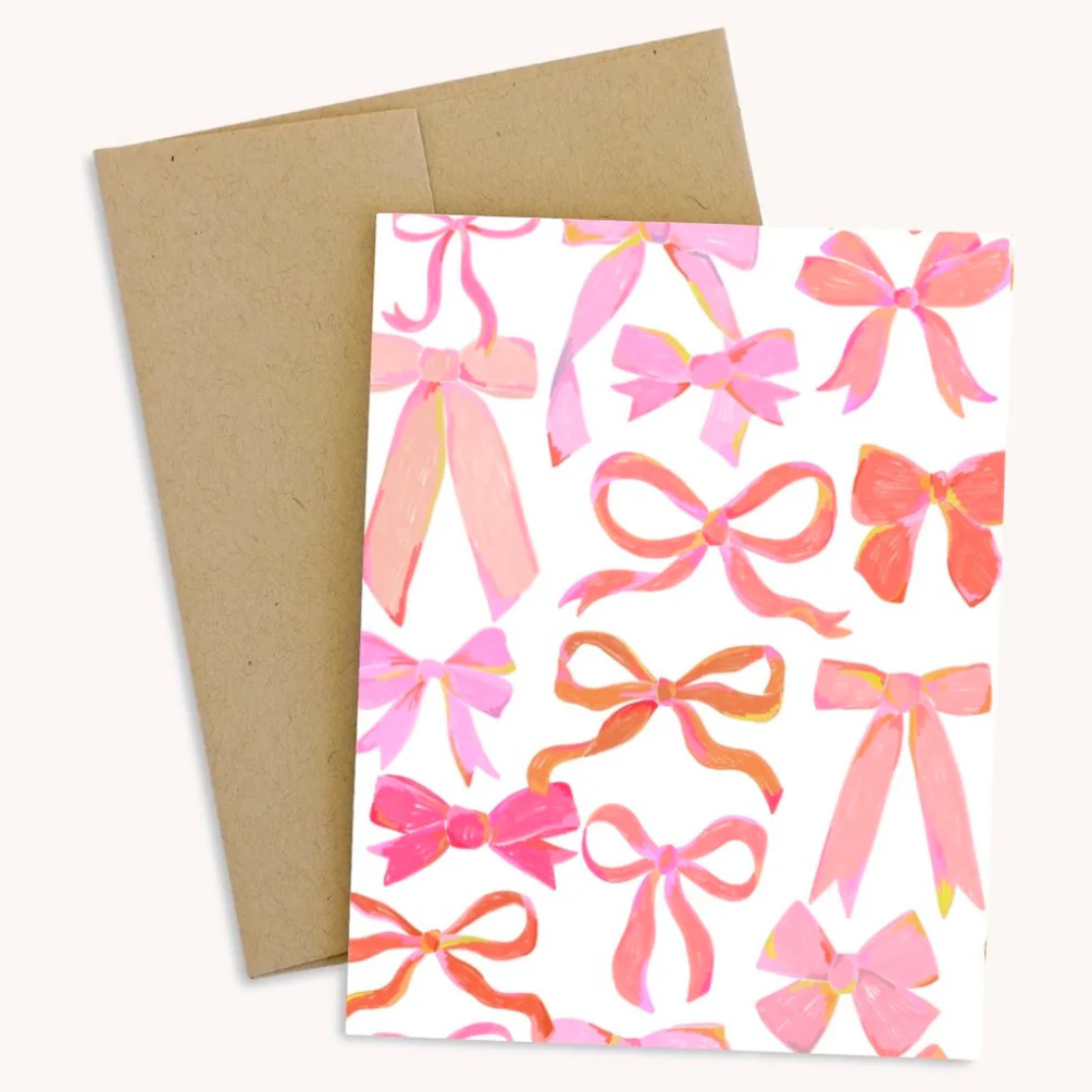 Pink Bows Greeting Card