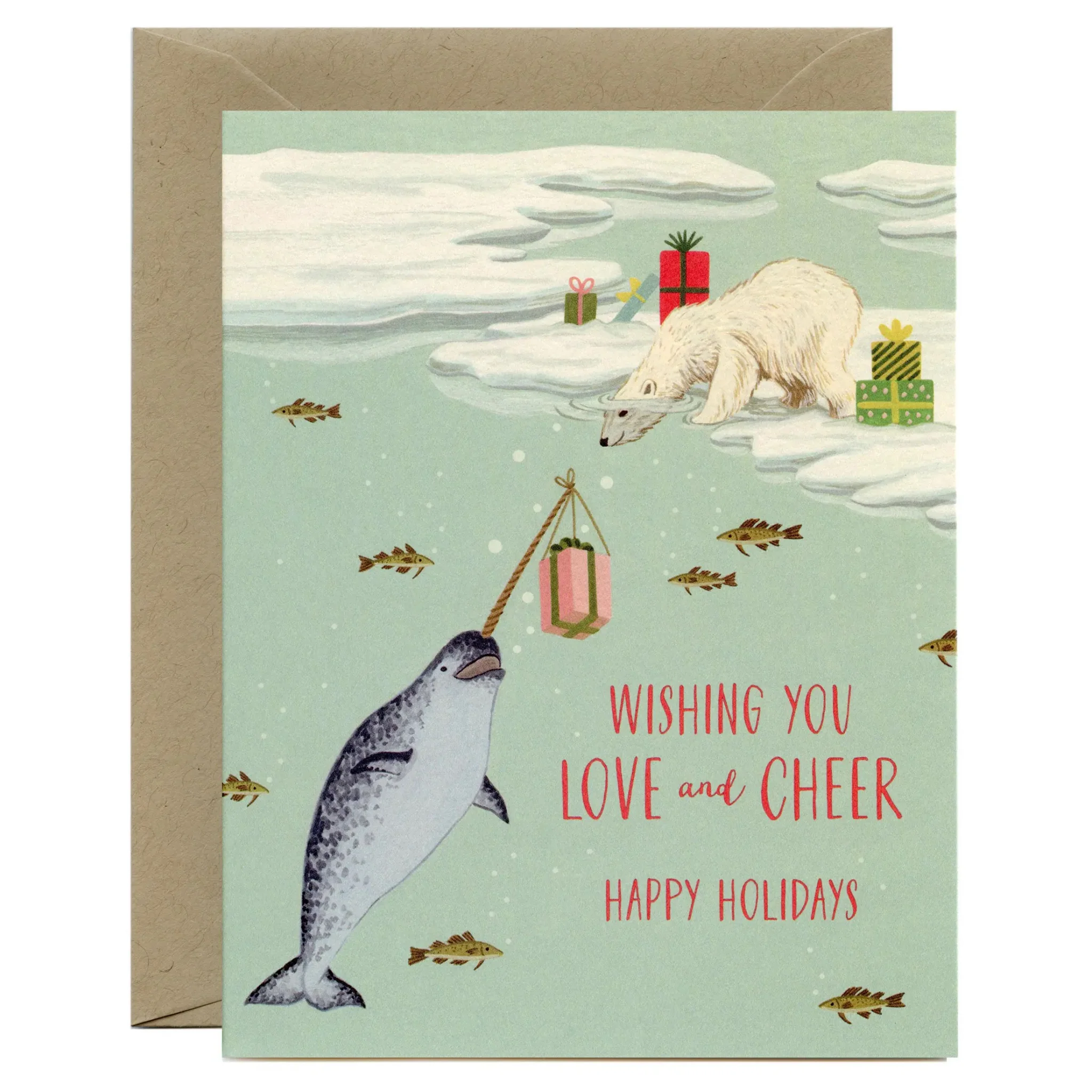 Polar Bear & Narwhal Holiday Card