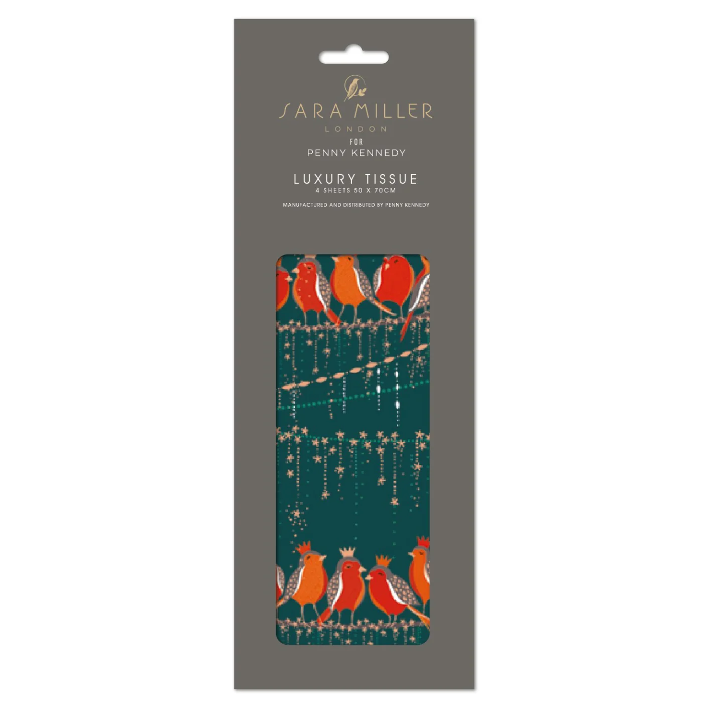 Robins On A Wire Printed Tissue