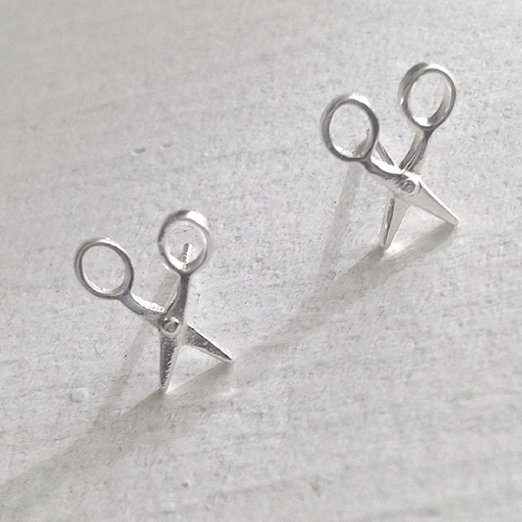 Scissor Stud Earrings Silver
