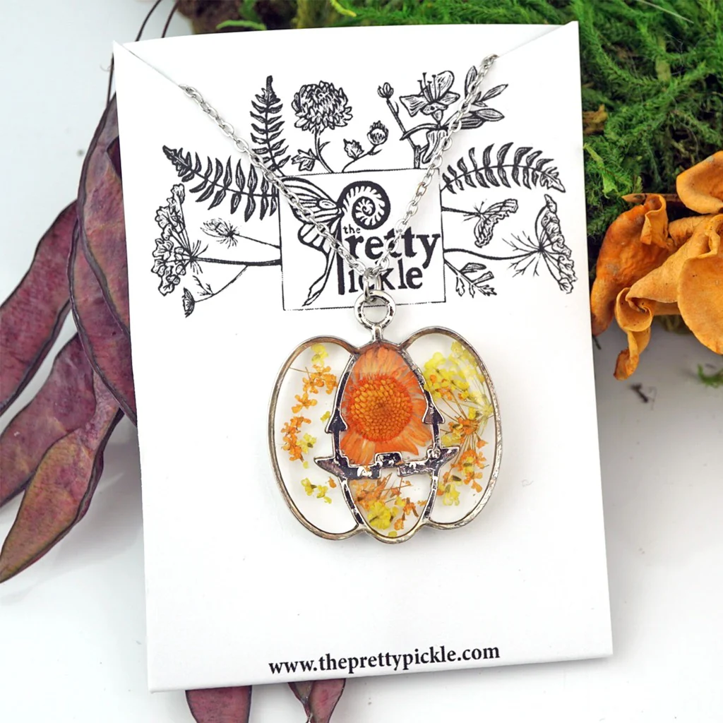Silver Pumpkin Flower Necklace - Image 3