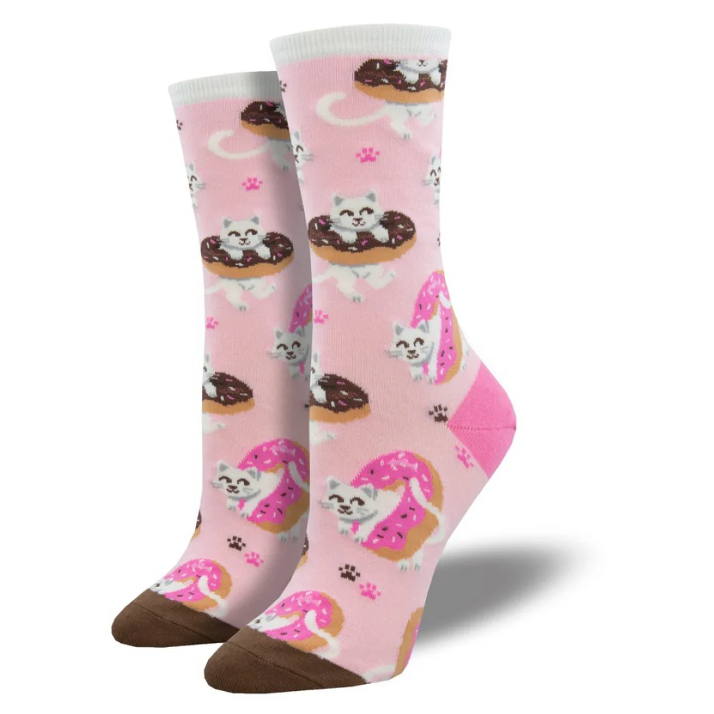 Sweet Treat Kitties Socks Pink Heather