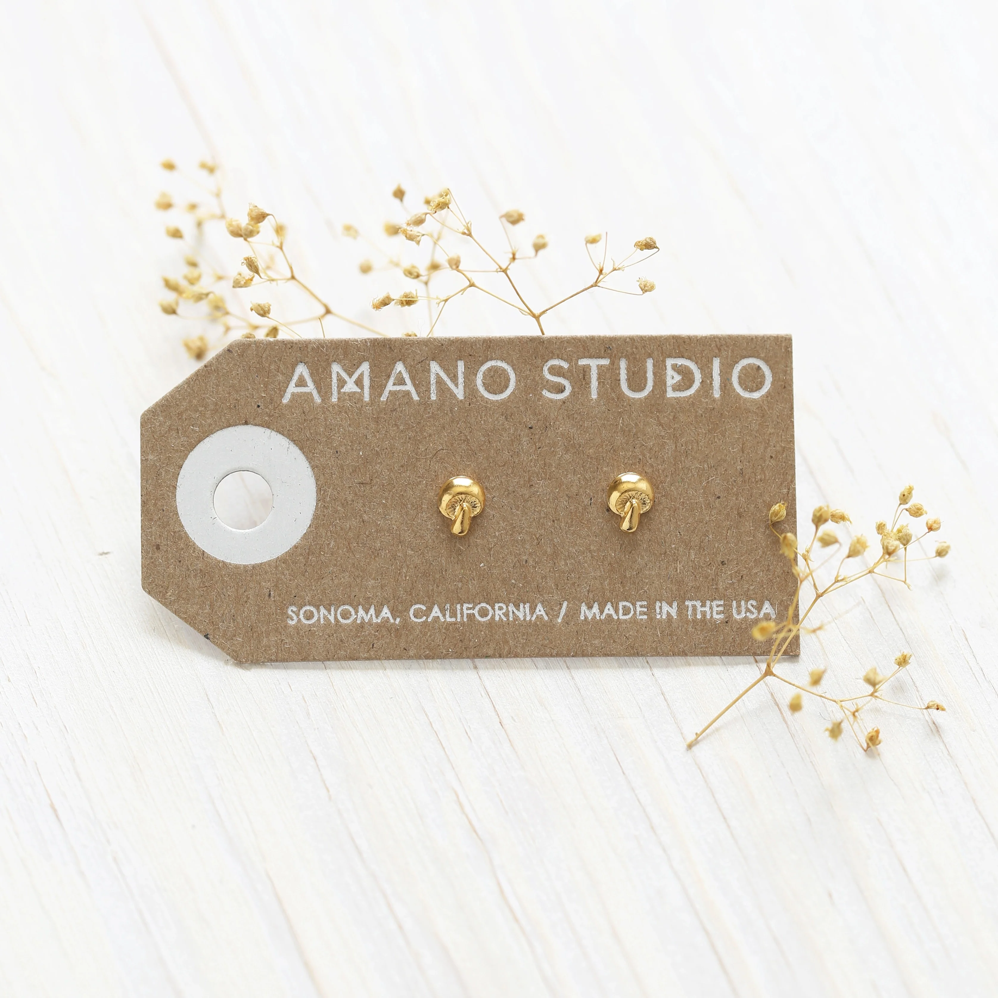 Tiny Mushroom Stud Earrings - Image 2