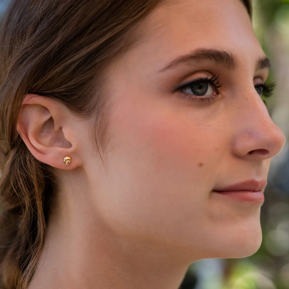 Tiny Mushroom Stud Earrings - Image 3