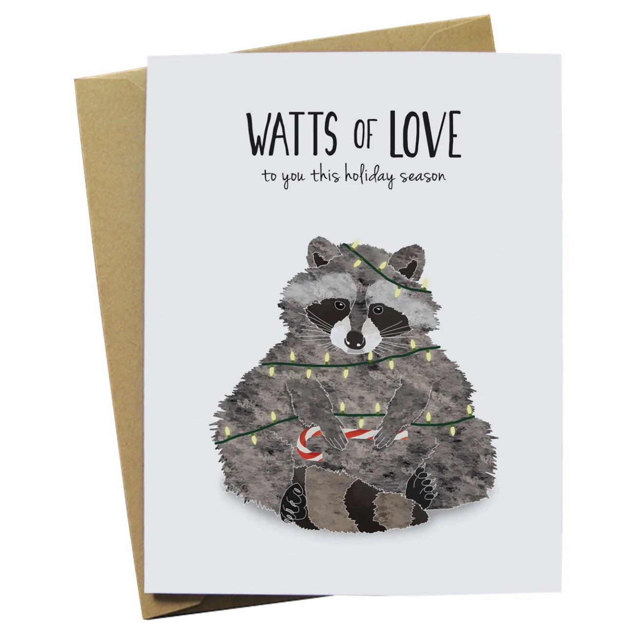 Watts Of Love Raccoon Holiday Card