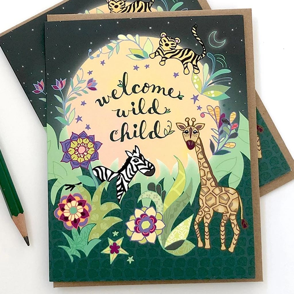 Welcome Wild Child Safari Animals Card
