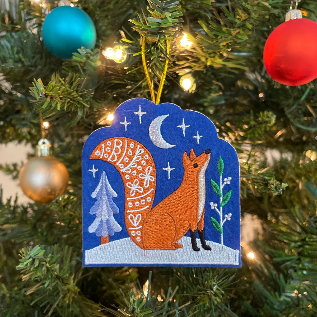 Winter Fox Embroidered Ornament - Image 2