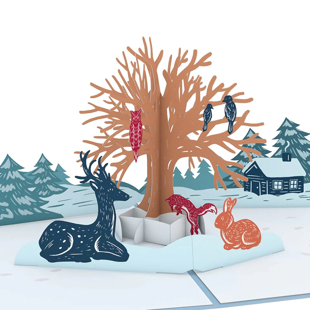 Winter Woodland Animals 3D Pop-Up Card