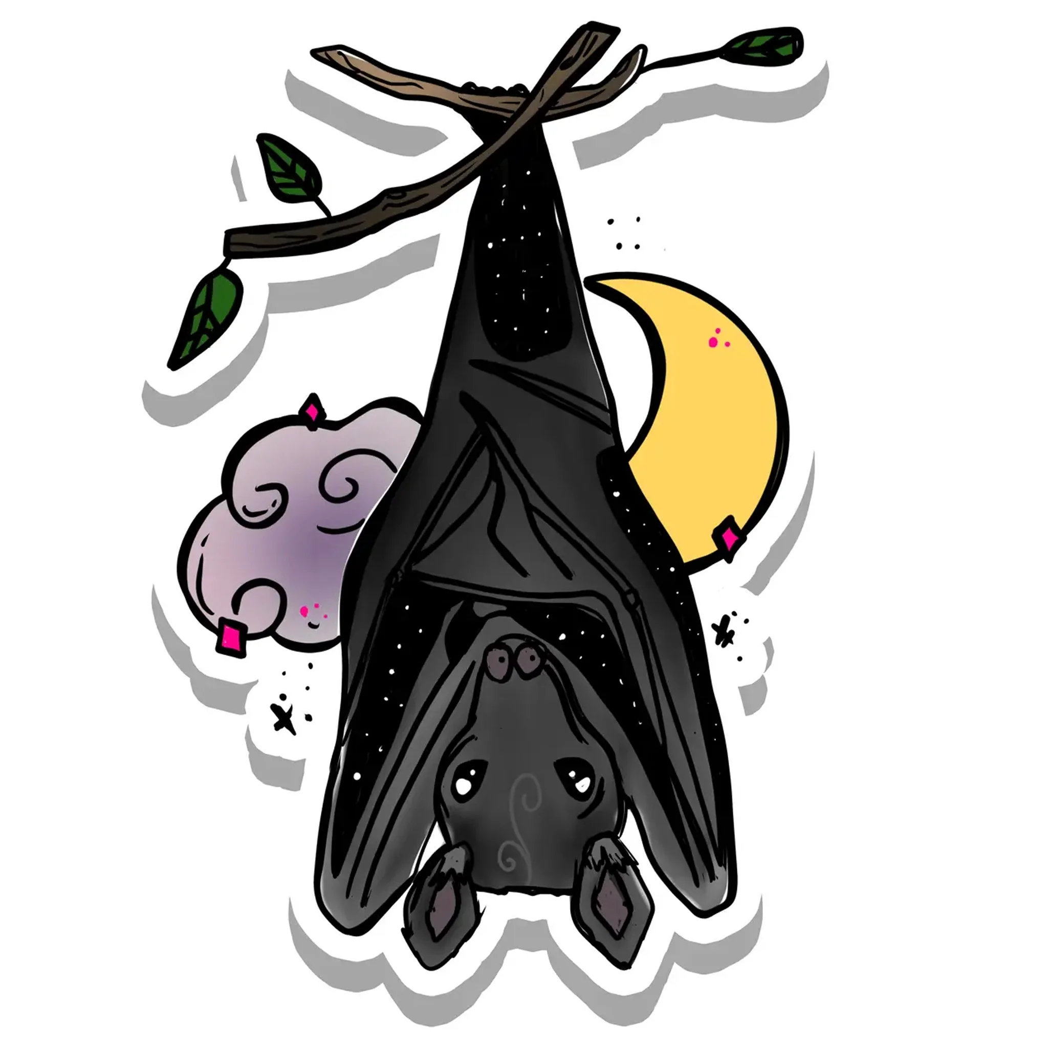 Witchy Hanging Bat Vinyl Sticker